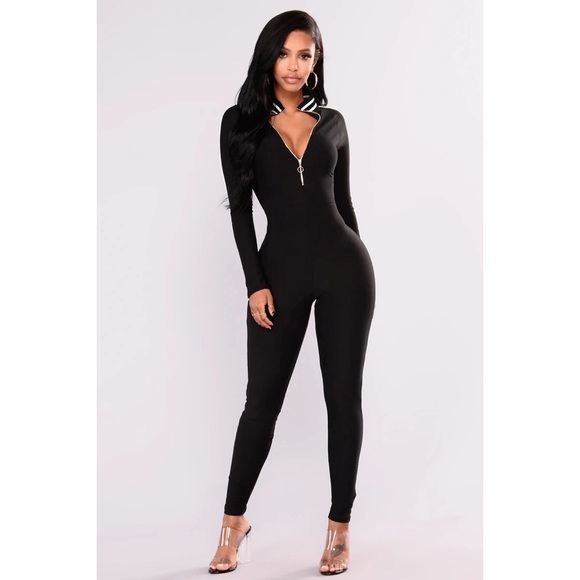 All Zipped Up Jumpsuit - Black & Red - Picture 3 of 5